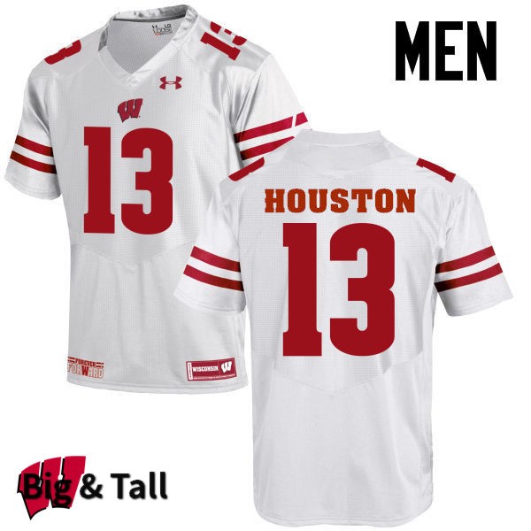 Wisconsin Badgers Men's #13 Bart Houston NCAA Under Armour Authentic White Big & Tall College Stitched Football Jersey LH40K35TH